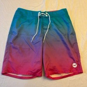 Hollister Men's Pink and Blue Ombre Swim Board Shorts